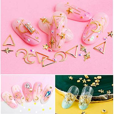 3D Star Moon Nail Charms, Aurora Holographic Gold Nail Gems Nail Art  Decoration Design Supplies