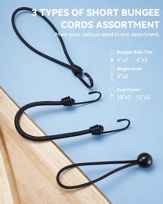 3 Types Mini Short Bungee Cords Assortment, Includes 12'' 10'' Small Bungee  Cords with Dual Hooks