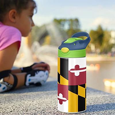 MCHIVER Maryland Flag Kids Water Bottle with Straw Insulated