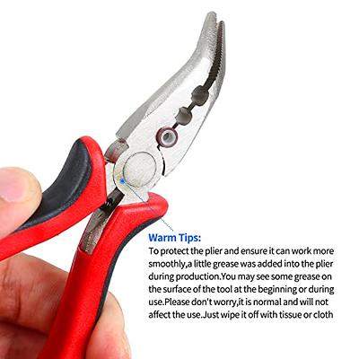 Mini Bent Nose Pliers 4.5 Toothed Curved Precision Plier with Handle -  Black Red - Yahoo Shopping