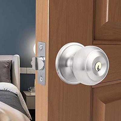 Door Knob with Lock Key - Keyed Door Knob Lock Bedroom Interior and  Exterior Bathroom Doorknob Bedroom Entry Door Knobs with Lock and Key，Satin