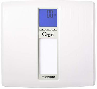 Ozeri Precision Bath Scale (440 lbs) in Tempered Glass, with 50 Gram (0.1 lbs) Sensor Technology and Infant, Pet & Luggage Tare, White