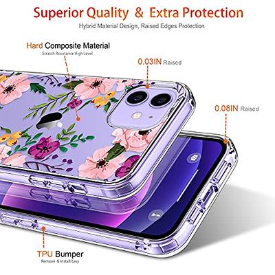 GiiKa for iPhone 12 Mini Case with Screen Protector, Clear Full Body  Shockproof Protective Floral Girls Women Hard Case with TPU Bumper Cover  Phone