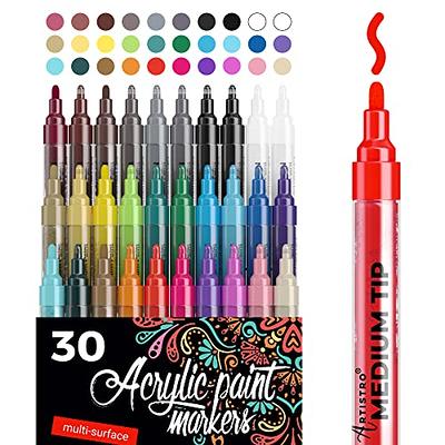 Artistro Extra Fine Tip Acrylic Art Supply Bundle: Multicolor & Black