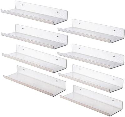 1pc 11.8-inch white Acrylic Wall-mounted Shelf, No Drilling Required, Wall  Hanging Storage Tool