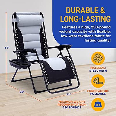 LILYPELLE Zero Gravity Chair, Premium Lawn Recliner Folding Portable Chaise  Lounge with Detachable Cushion, Headrest and Cup Holder, Reclining Patio  Lounger Chair Gray 