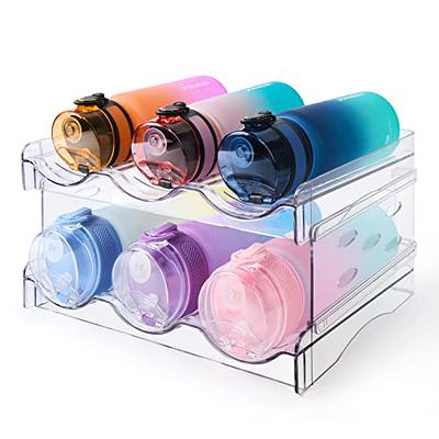 Lifewit Stackable Water Bottle Organizer for Cabinet, Freezer Clear Plastic Pack of 2, Size: 2pcs-6 Bottle