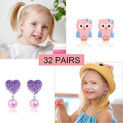  12 Pairs Kids Clip On Earrings for Girls Ages 4-12  Hypoallergenic, DEVIENG Little Girl Cute Small Clip-On Earrings Jewelry  Gifts Set: Clothing, Shoes & Jewelry