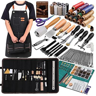 Citian Leather Tools Kit Stitching Punch Sewing Carft DIY Tool Carving  Craft Saddle Working Groover and 18pcs for Hand Set Prong - Yahoo Shopping