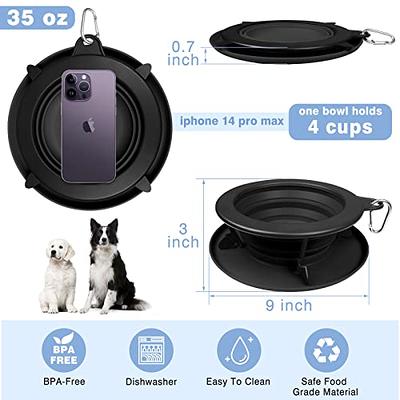 Petami Collapsible Dog Travel Bowls, Large Lightweight Foldable Bowl, Water Food Bowls for Pets Dogs for Hiking, Camping, Backpacking, Kibble, 2