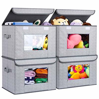 Univivi Foldable Nursery Storage Bin [4-Pack] Fabric Storage Boxes with  Lids Large Toy Organizers and Storage for Nursery Bedroom Home (Gray, 17“ x  12” x 12) - Yahoo Shopping