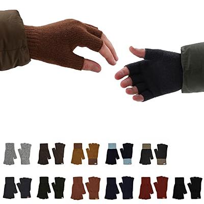 SATINIOR 2 Pair Unisex Half Finger Gloves Winter Stretchy Knit Fingerless  Gloves in Common Size