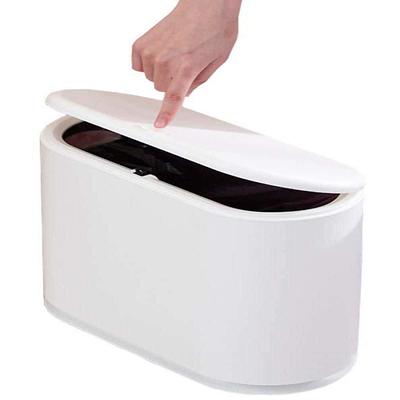 Dracelo 2.1 Gal. Slim Bathroom Plastic Trash Can with Press Top
