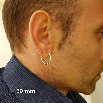 Buy Mens Earrings Silver Dangle Earrings for Men 16mm Silver Hoop With  Chain Dangle Mens Dangle Earrings Mens Jewellery Gifts for Him Online in  India - Etsy