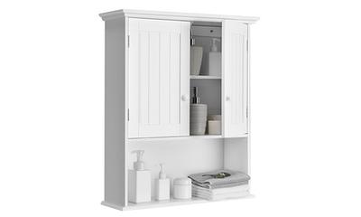 Costway Bathroom Wall Mount Storage Cabinet Single Door w/Height Adjustable  Shelf Grey