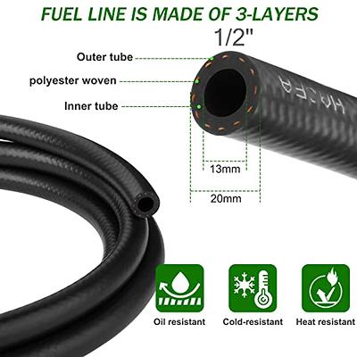 10FT Fuel Hose Line NBR Rubber 30R7 300PSI, High Pressure Black Nylon Steel  Oil Gas Push