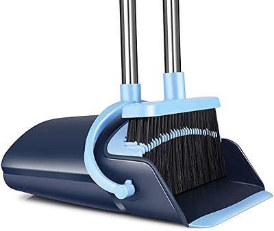 Dustpan Broom Set Stand Up Dustpans Long Handle Upright Dustpan Cleaning  Brush Set Floor Scraper for