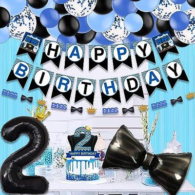 1st Birthday Party Decoration Baby Boy, First Birthday Blue Royal Prince Theme  Party Supplies, Happy Birthday Banner, Crown Balloons,Blue Metallic Latex  Balloons 