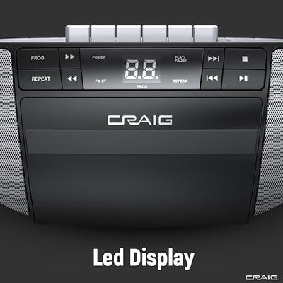 Craig CD6951-SL Portable Top-Loading CD Boombox with AM/FM Stereo Radio and  Cassette Player/Recorder in Black and Silver, 6 Key Cassette  Player/Recorder, LED Display