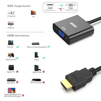 HDMI to VGA, 10 Pack, Benfei Gold-Plated HDMI to VGA Adapter (Male to Female)  for Computer, Desktop, Laptop, PC, Monitor, Projector, HDTV, Chromebook,  Raspberry Pi, Roku, Xbox and More - Black 