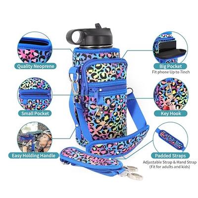 Water Bottle Holder with Strap Pouch and Handle fits Compatible