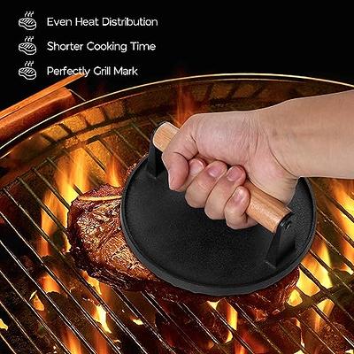  Burger Iron The Professional Grade Burger Smasher, Extra Wide  6 Round Flat Bottom Stainless Steel Smashed Burger Press for Griddle,  Grill and Flat Top