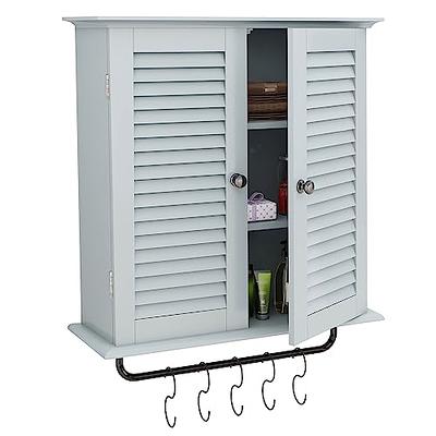 Dropship Wall-Mounted Bathroom Organizer With Shutter Doors And Towel Bar,  White to Sell Online at a Lower Price