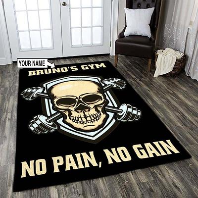 Personalized Gym Skull Train Like A Beast Dumbbell Area Rug, Home