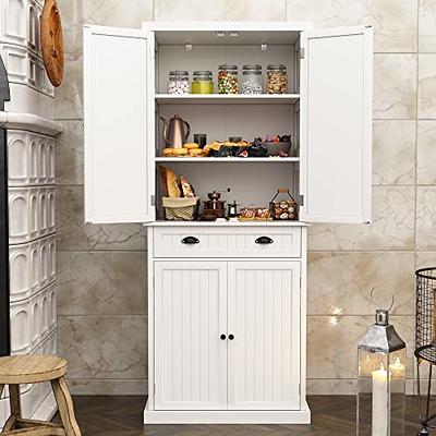 Function Home 41 Kitchen Storage Cabinet, Pantry Cabinet with Doors and  Adjustable Shelves for Kitchen, Living Room and Dinning Room in White