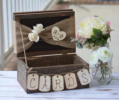 Rustic Wooden Wedding Card Box With Slot - Perfect For Reception