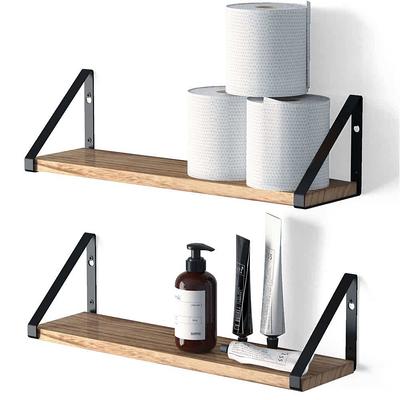 15.7 in. W x 3.85 in. H x 4.68 in. D Aluminum Rectangular Bathroom Wall Shelf in Black (Set of 2)