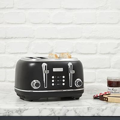 4 Slice Toaster with Extra Wide Slots & Removable Crumb Tray, Longdeem  Retro Stainless Steel Toasters