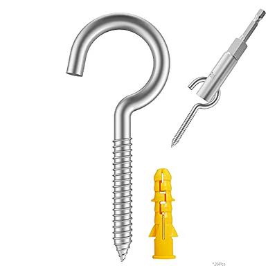 304 Stainless Steel Screw-in Hooks, Metal Hooks, Heavy-Duty Screw