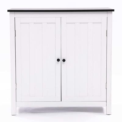 LuxenHome White Wood Storage Cabinet