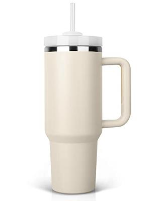 PJ's White 40 oz Handle Mug with Straw – PJ's Coffee