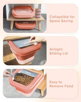 Collapsible Dog Food Storage Container,10-13 LB Large Airtight Pet Cat Food Containers  Bin with Lids, Foldable Kitchen Cereal Rice Storage Bin with Measuring Cup  and Silicone Bowl, Red