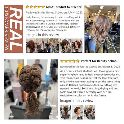 Mannequin Head with Human Hair - 20-22 Cosmetology Mannequin Head with  100% Real Human Hair for Braiding Practice Cutting - Manikin Head with  Human