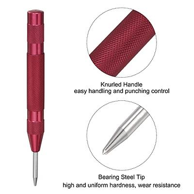 MulWark 5 Spring-Loaded Automatic Steel Center Hole Punch Marker Scriber  For Wood, Metal, Plastic, Car Window Puncher Breaker Tool-With Palm Cushion