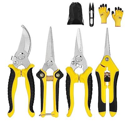 5 pack Garden Pruning Shears Stainless Steel Blades, Handheld Scissors Set  with Gardening Gloves,Heavy Duty Garden Bypass Pruning Shears,Tree Trimmers  Secateurs, Hand Pruner (Yellow and Black) - Yahoo Shopping