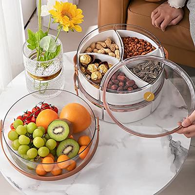 Clear Divided Serving Tray with Lid & Handle, Portable Round Plastic Veggie  Tray, Platter Food Storage Container Box for Candy, Appetizer, Snack, Dried  Fruit, Nuts, Vegetable, Party - Yahoo Shopping