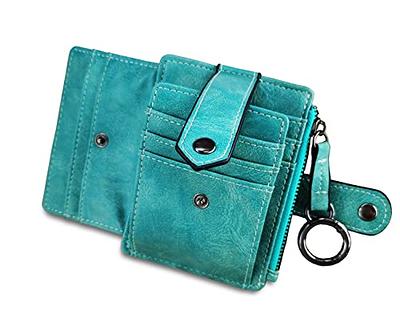 Genuine Leather Soft Bifold RFID Wallets for Men Coin Purse Keychain Snap Zip Wallet with Chain