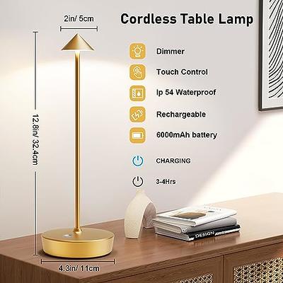 1pc Metal Cordless Table Lamps,Type-C Rechargeable Desk Lamp,  Touch/Stepless Brightness Dimming, LED Battery Powered-Waterproof Desk Lamp,  Indoor/Outdoor Use