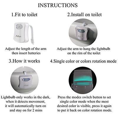 2PACK Toilet Night Light Motion Activated 8 Color Changing Led Toilet Seat  Light Motion Sensor Toilet Bowl Light