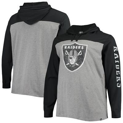 New Era Men's Black and Silver Las Vegas Raiders Colorblock Throwback  Pullover Hoodie