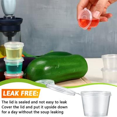 100 Sets] 4 oz Small Plastic Containers with Lids, Jello Shot Cups