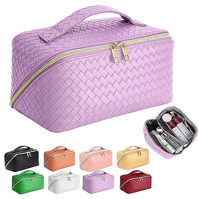 Travel Makeup Bag for Women Large Capacity Cosmetic Bag Waterproof Black  Checkered Portable PU Leather Toiletry Bag Organizer Makeup Brushes Storage