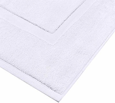 Utopia Towels Cotton Banded Bath Mats, White, [Not a Bathroom Rug], 100%  Ring-Spun Cotton - Highly Absorbent Shower Bathroom Floor Mat (Pack of 2)