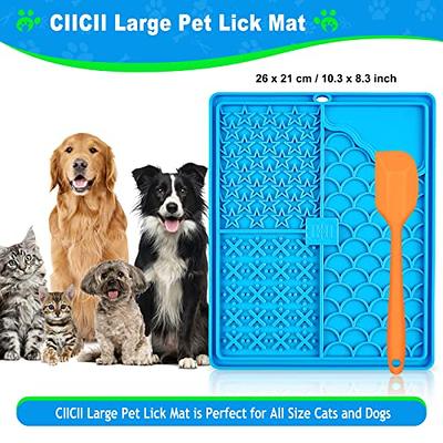 CIICII Lick Mat for Dogs, Dog Slow Feeder Licking Mat with Suction Cups  (Green Dog Lick Mat + Blue Lick Mat for Cats + Orange Spatula) for Dog  Treats