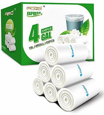 50 Small to Medium 7-8-9-10 Gallon 24 x 24 Clear Garbage Bags -  Commercial Waste Basket Trash Bags | Bulk Plastic Bathroom Trash Can Liners  | Office
