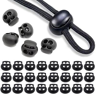 50 Plastic Cord Locks Double Hole Spring Ends Toggle Stoppers Shoelace  Backpacks